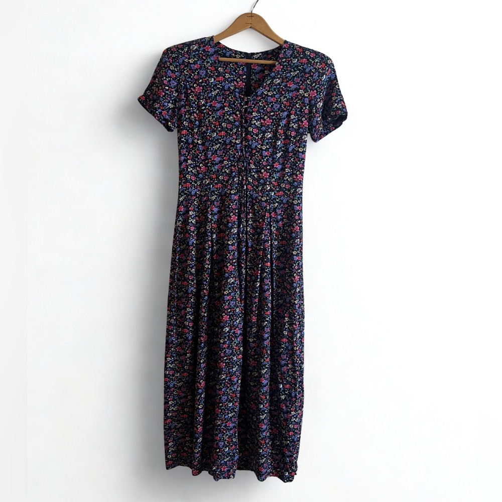 90s Vintage Braemar Petites Floral Jumpsuit, Size Medium - Picture 6 of 9